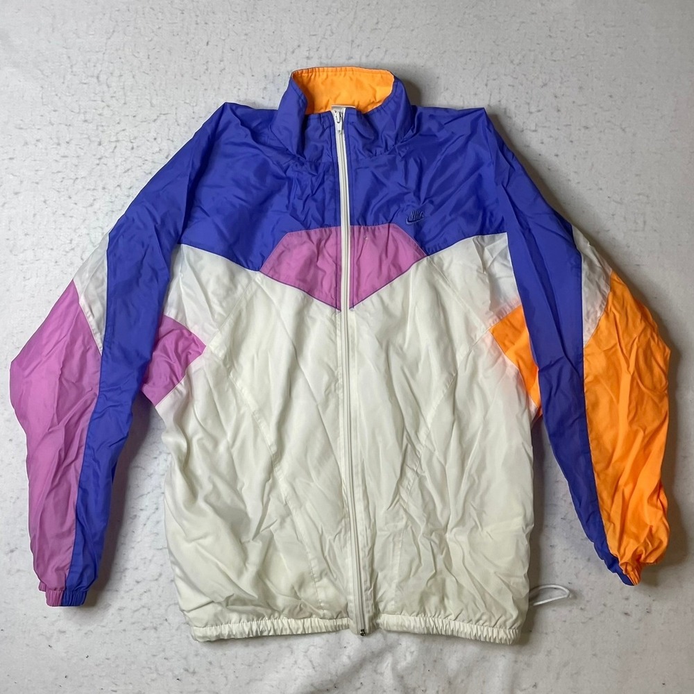Nike Windbreaker Jacket Mens Large Multi-Color Colorblock Vintage Full Zip Logo